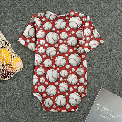 Red Baseball Pattern Print Men's Bodysuit