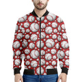 Red Baseball Pattern Print Men's Bomber Jacket