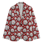 Red Baseball Pattern Print Men's Cotton Blazer