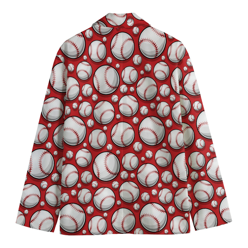 Red Baseball Pattern Print Men's Cotton Blazer
