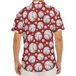 Red Baseball Pattern Print Men's Deep V-Neck Shirt