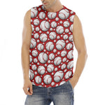 Red Baseball Pattern Print Men's Fitness Tank Top