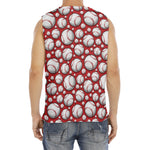 Red Baseball Pattern Print Men's Fitness Tank Top