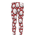 Red Baseball Pattern Print Men's Leggings