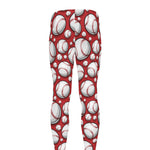 Red Baseball Pattern Print Men's leggings
