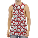 Red Baseball Pattern Print Men's Muscle Tank Top