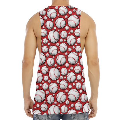 Red Baseball Pattern Print Men's Muscle Tank Top