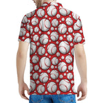 Red Baseball Pattern Print Men's Polo Shirt