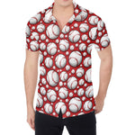 Red Baseball Pattern Print Men's Shirt