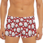 Red Baseball Pattern Print Men's Short Boxer Briefs