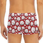 Red Baseball Pattern Print Men's Short Boxer Briefs