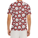 Red Baseball Pattern Print Men's Short Sleeve Rash Guard