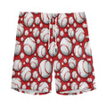 Red Baseball Pattern Print Men's Athletic Shorts