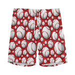 Red Baseball Pattern Print Men's Sports Shorts