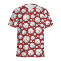 Red Baseball Pattern Print Men's Athletic T-Shirt