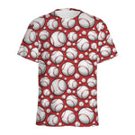 Red Baseball Pattern Print Men's Sports T-Shirt