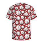 Red Baseball Pattern Print Men's Sports T-Shirt