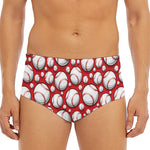 Red Baseball Pattern Print Men's Triangle Swim Briefs