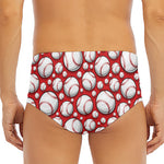 Red Baseball Pattern Print Men's Triangle Swim Briefs