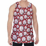 Red Baseball Pattern Print Men's Velvet Tank Top