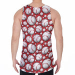 Red Baseball Pattern Print Men's Velvet Tank Top