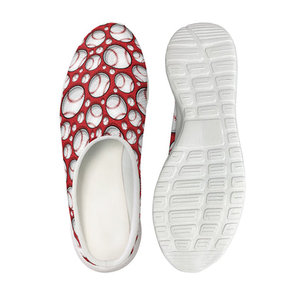 Red Baseball Pattern Print Mesh Casual Shoes