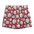 Red Baseball Pattern Print Mesh Shorts