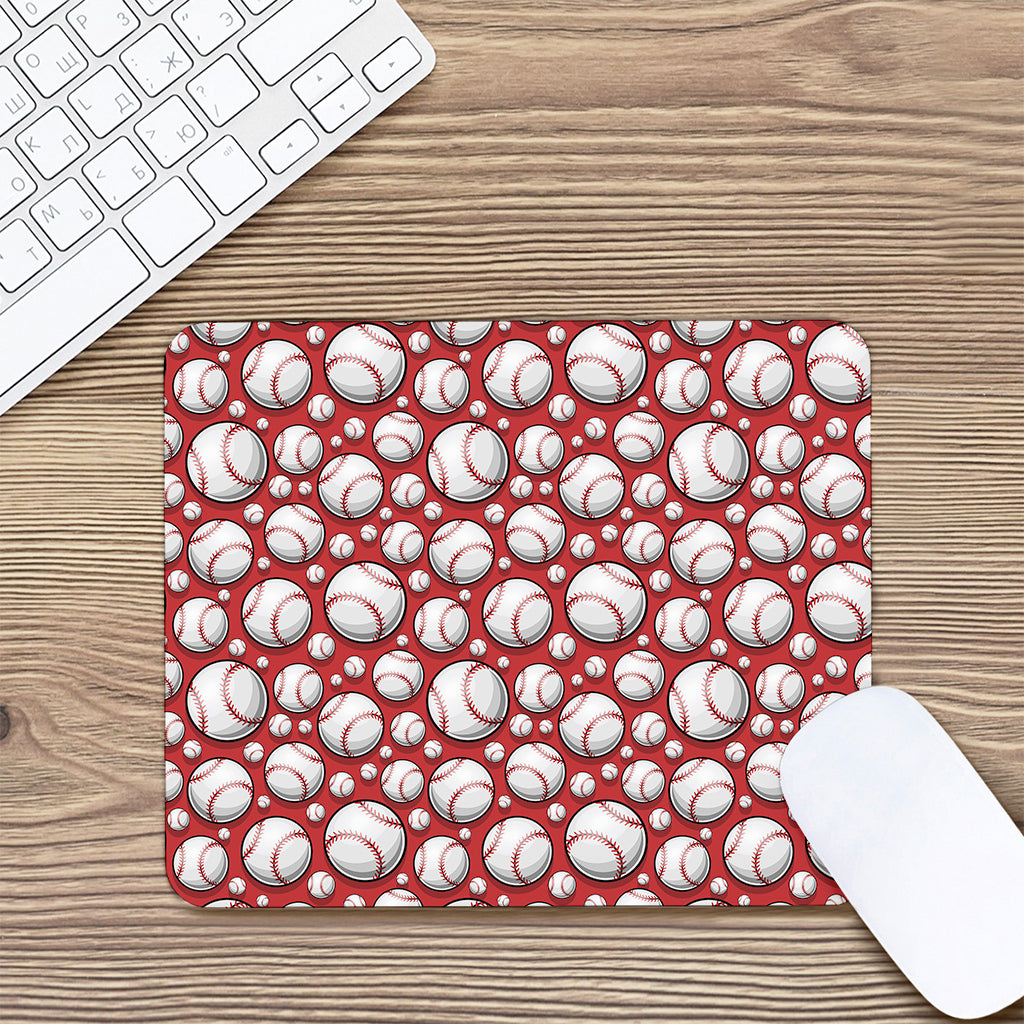 Red Baseball Pattern Print Mouse Pad