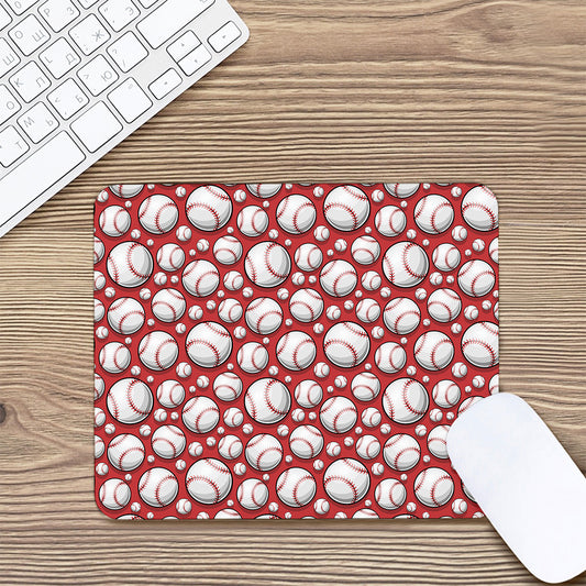 Red Baseball Pattern Print Mouse Pad