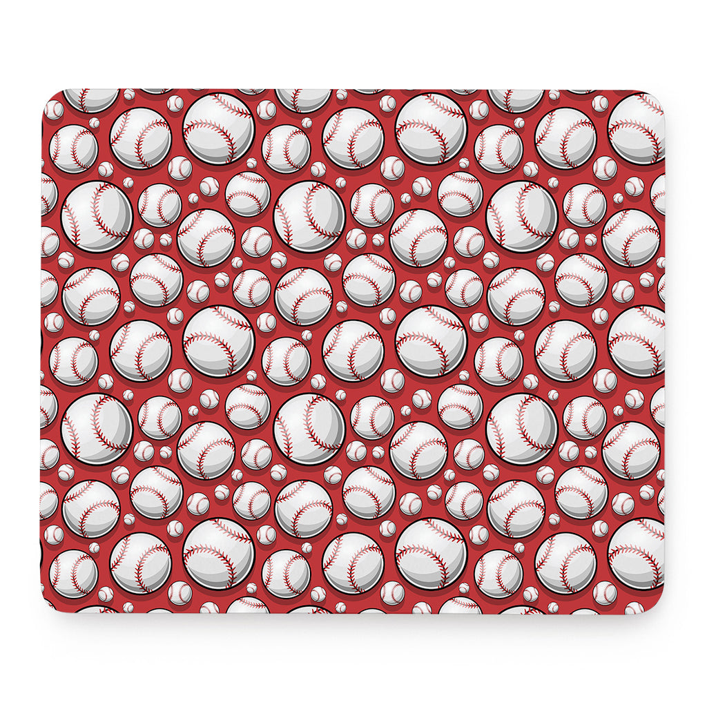 Red Baseball Pattern Print Mouse Pad
