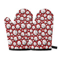 Red Baseball Pattern Print Oven Mitts