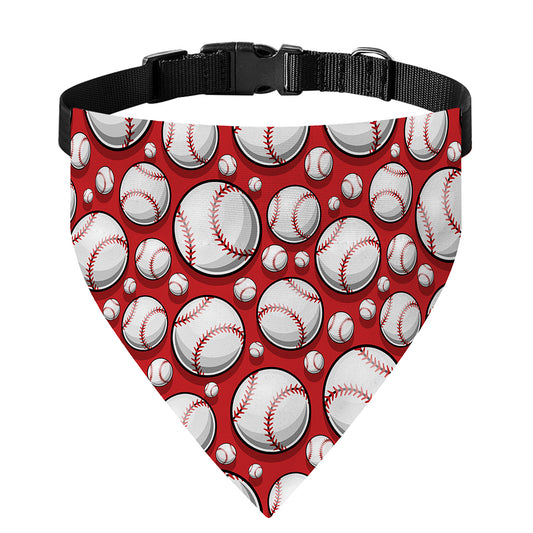 Red Baseball Pattern Print Over The Collar Dog Bandana