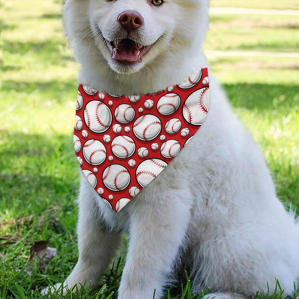 Red Baseball Pattern Print Over The Collar Dog Bandana