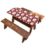 Red Baseball Pattern Print Picnic Table Cover