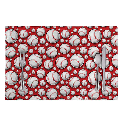 Red Baseball Pattern Print Placemat