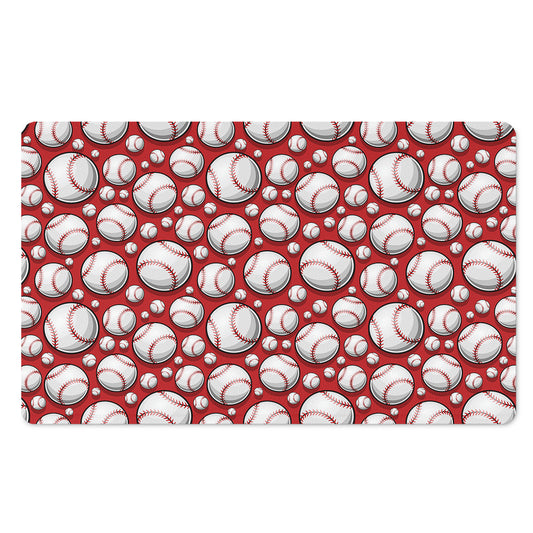 Red Baseball Pattern Print Polyester Doormat