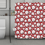 Red Baseball Pattern Print Polyester Shower Curtain
