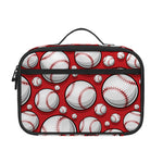 Red Baseball Pattern Print Portable Lunch Bag