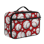 Red Baseball Pattern Print Portable Lunch Bag