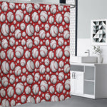 Red Baseball Pattern Print Premium Shower Curtain