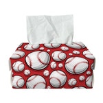 Red Baseball Pattern Print Rectangle Tissue Box Cover