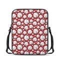 Red Baseball Pattern Print Rectangular Crossbody Bag