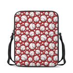 Red Baseball Pattern Print Rectangular Crossbody Bag