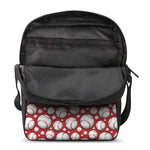 Red Baseball Pattern Print Rectangular Crossbody Bag
