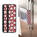 Red Baseball Pattern Print Refrigerator Handle Covers