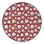 Red Baseball Pattern Print Round Floor Mat