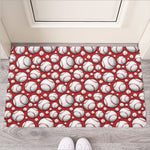 Red Baseball Pattern Print Rubber Doormat