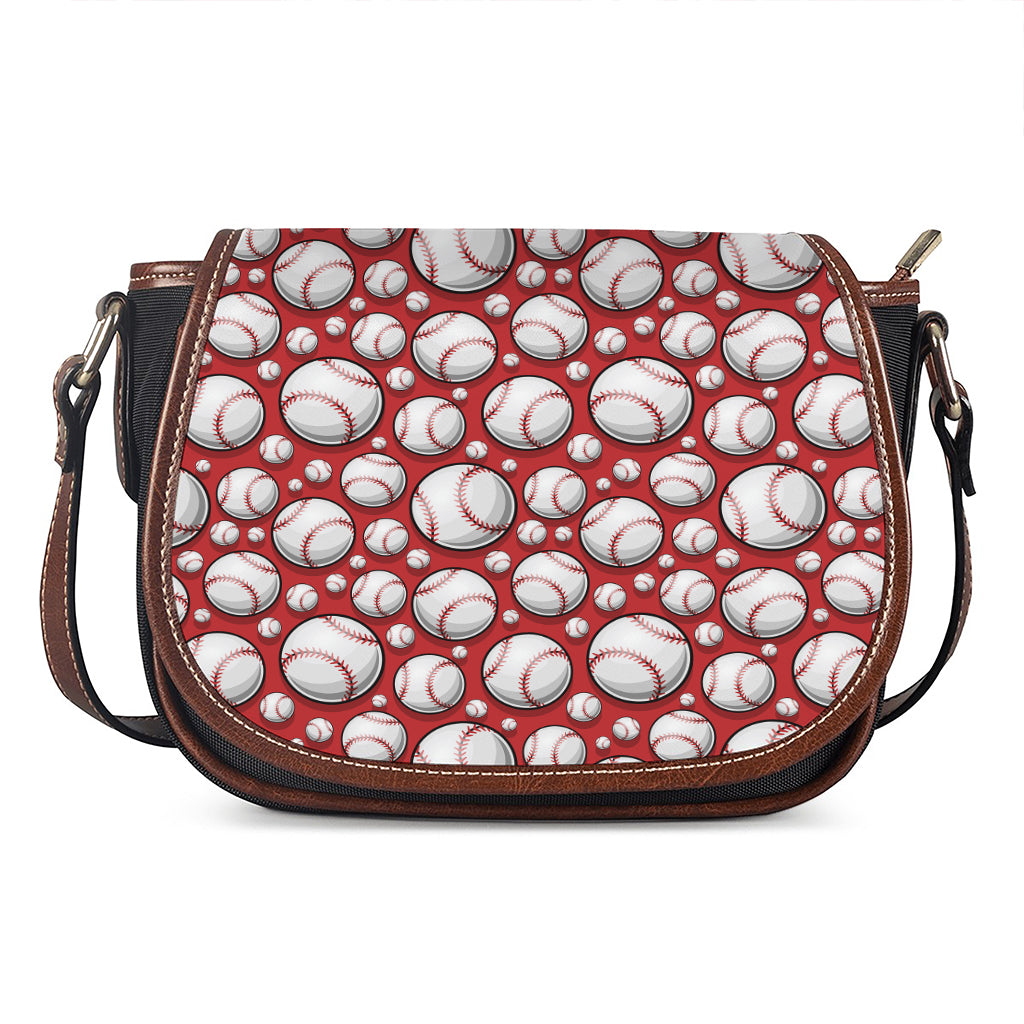 Red Baseball Pattern Print Saddle Bag