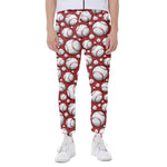Red Baseball Pattern Print Scuba Joggers