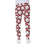 Red Baseball Pattern Print Scuba Joggers